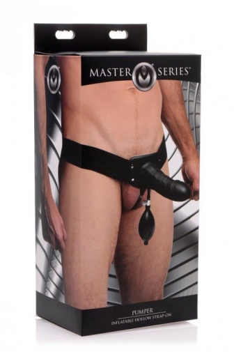  Master Series - 充氣式空心穿戴式假陽具 - 黑色 照片
