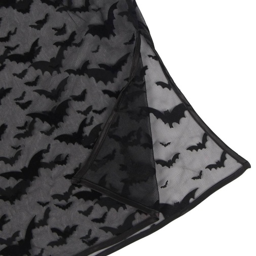 Ohyeah - 蝙蝠圖案連身裙連吊襪帶 - 黑色 - 中碼 照片