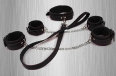 XFBDSM - Leather Wrist, Ankle and Neck Restraints  - Black photo