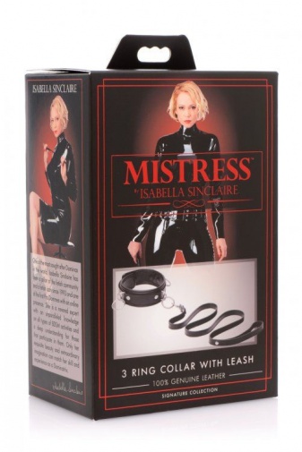 Mistress - 3 環式頸圈連牽帶 - 黑色 照片
