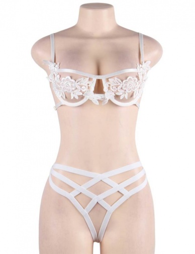 Ohyeah - Embroidery Underwire Set - White - M photo