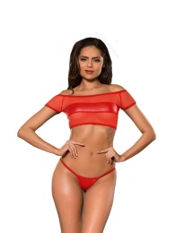 Allure - Off The Shoulders Top & G-String - Red - S/M photo