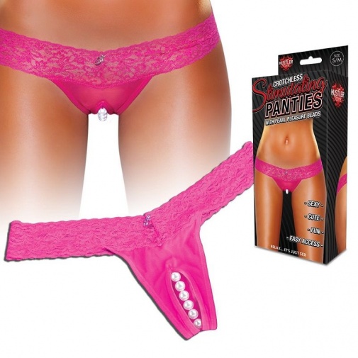 Hustler - Clitoral Stimulating Thong With Beads - Hot Pink - ML photo