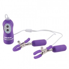 Fetish Fantasy - 10-Function Vibro Nipple Clamps - Purple photo