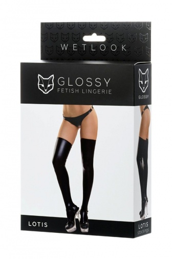 Glossy - Lotis Wetlook Stockings - Black - S photo
