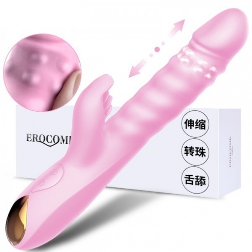 Erocome - 摩羯座 兔子推撞旋轉震動棒 - 粉紅色 照片