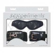 Sexperiments - 皮革眼罩手銬套裝 - 黑色 照片