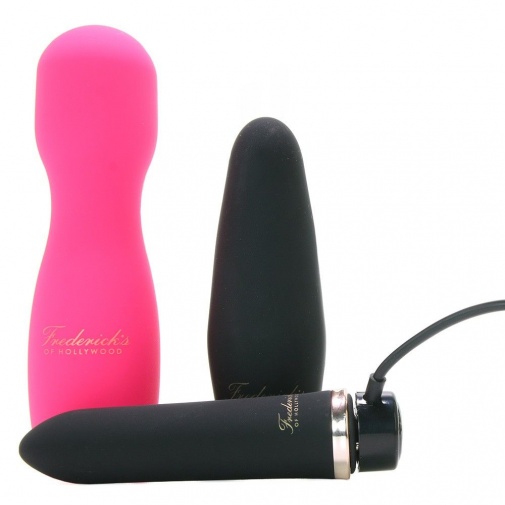 FOH - Rechargeable Bullet Vibe Set w Wand & Plug - Black photo