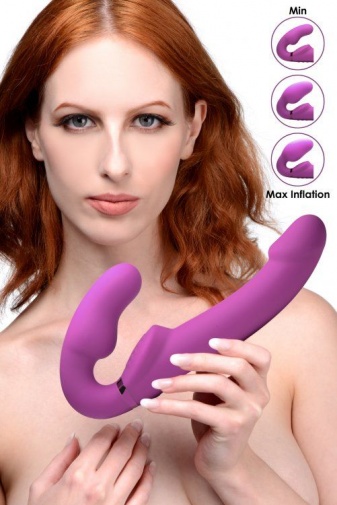 Strap U - 免束带穿戴式可充气震动假阳具 - 紫色 照片
