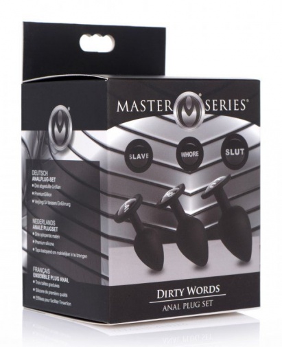 Master Series - Dirty Words Anal Plug Set - Black photo