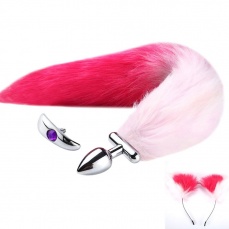 MT- 貓耳及螺絲組裝貓尾後庭塞 - 漸層粉紅 照片