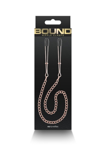 NS Novelties - Bound DC3 Nipple Chain Clamps - Rose Gold photo