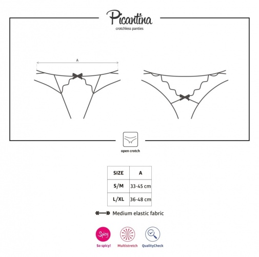 Obsessive - Picantina Crotchless Thong - Black - L/XL photo