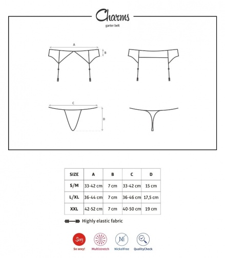 Obsessive - Charms Garter Belt & Thong - Black - L/XL photo