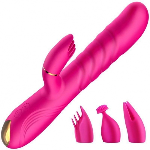 Erocome - Pavo Vibrator 波浪紋陰道陰蒂按摩捧 配3種陰蒂按摩頭 - 粉紅色 照片