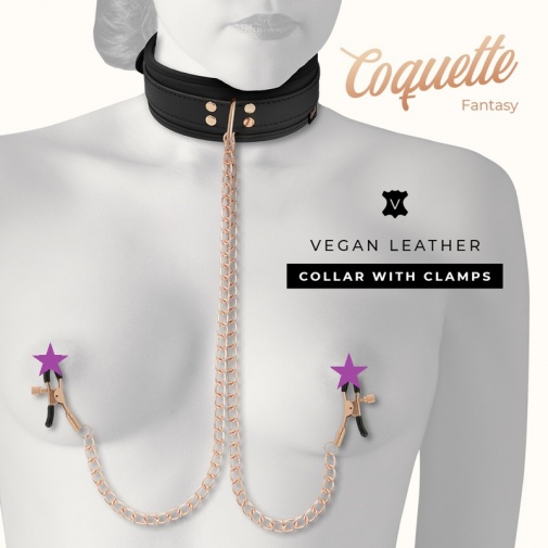 Coquette - Chic Desire Collar w Nipples Clamps - Black photo