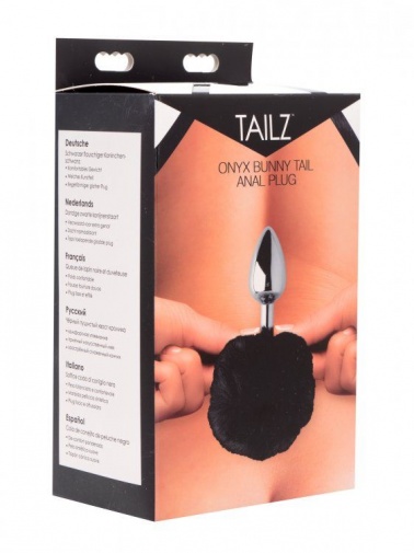 Tailz - Onyx 兔子尾巴金屬肛塞 - 黑色 照片