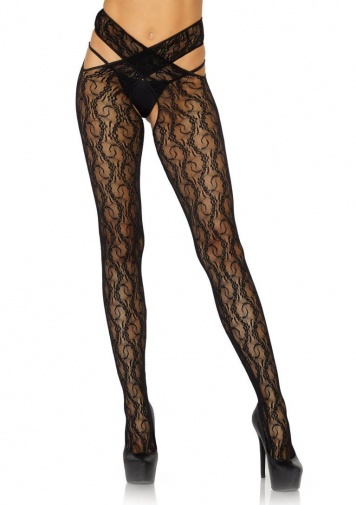 Leg Avenue - Daisy Chain Floral Crotchless Tights photo
