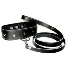 Sportsheets - Leather Collar & Leash Set - Black photo