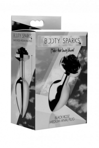 Booty Sparks - Rose Butt Plug M-size - Black photo