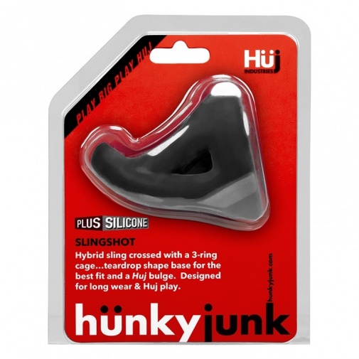 Hunkyjunk - Slingshot Teardrop 立體陰莖環 - 黑色 照片