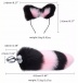 MT - 尾巴後庭塞 連狐狸耳朵, 頸圈 及 乳頭夾 - 粉紅色/黑色 照片-6