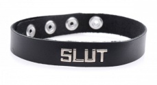 Strict Leather - Slut 字樣皮革頸圈 - 黑色 照片