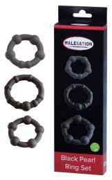 Malesation - Pearl Ring Set - Black photo