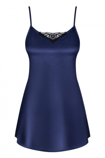 Obsessive - Satinia 連衣裙和丁字褲 - 深藍色 - L/XL 照片