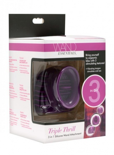 Wand Essentials - Triple Thrill 3 in 1 Silicone Wand Attachment - Purple photo