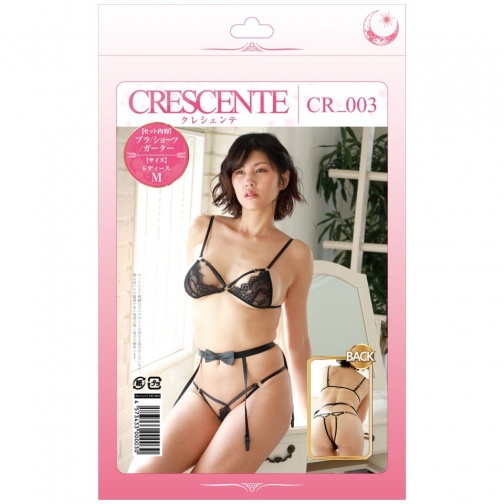 Crescente - 胸圍內褲連吊襪帶套裝 CR_003 M - 黑色 照片