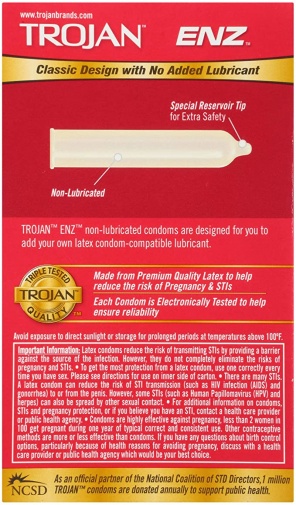 Trojan - ENZ 無潤滑劑乳膠安全套 12片裝 照片