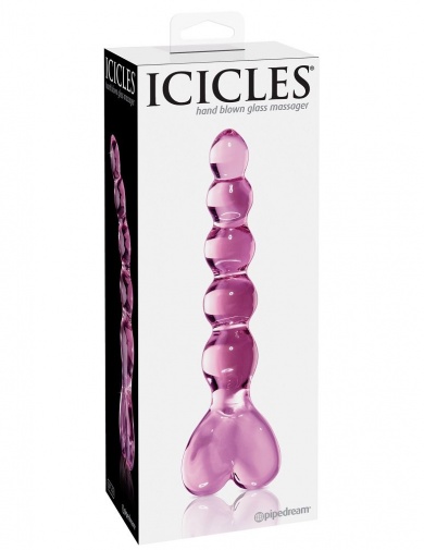 Icicles - 玻璃心形拉珠款後庭按摩器43號 - 紫色 照片