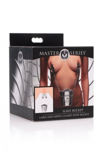 Master Series - Slave Bucket Labia & Nipple Clamps with Bucket - Silver photo