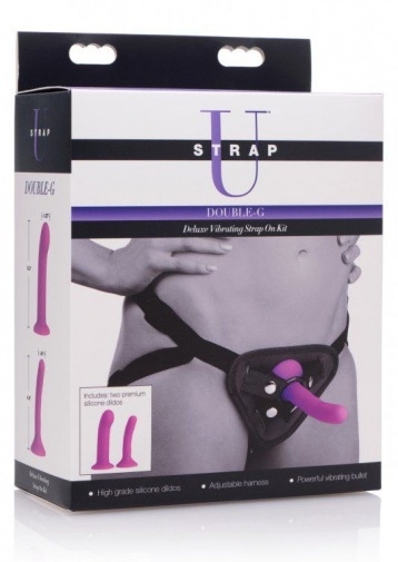 Strap U - Double-G 穿戴式束帶震動套裝連兩個假陽具 - 紫色 照片