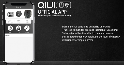 QIUI - CellMate APP 控制贞操锁 延长型 - 黑色 照片
