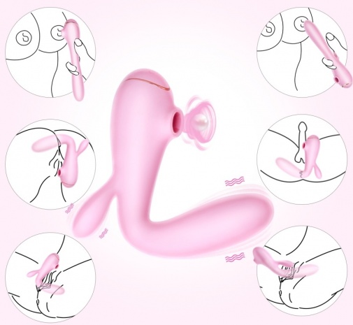 Erocome - 天燕座 可彎曲兔子陰蒂吸吮棒 - 粉色 照片