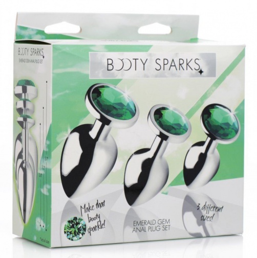 Booty Sparks - 宝石后庭塞三件装 - 绿宝石色 照片