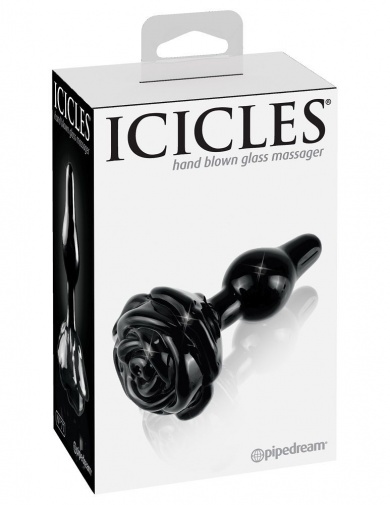 Icicles - 玻璃玫瑰款後庭按摩器77號 - 黑色 照片