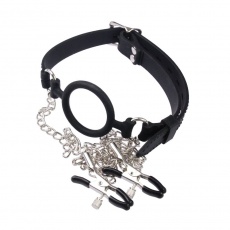 A-One - Training Opening Ring with Nipple Chain  - Black photo