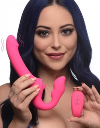 Strap U - Mighty Licker 免束帶穿戴式遙控震動雙頭假陽具 - 粉紅色 照片