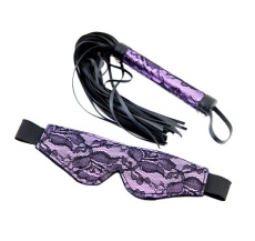Toyfa - Marcus Bondage Mask & Flogger - Black/Purple 照片