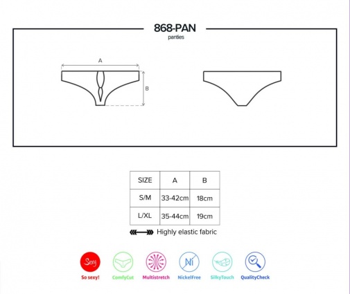 Obsessive - 868-PAN-1 性感内裤 - 黑色 - L/XL 照片