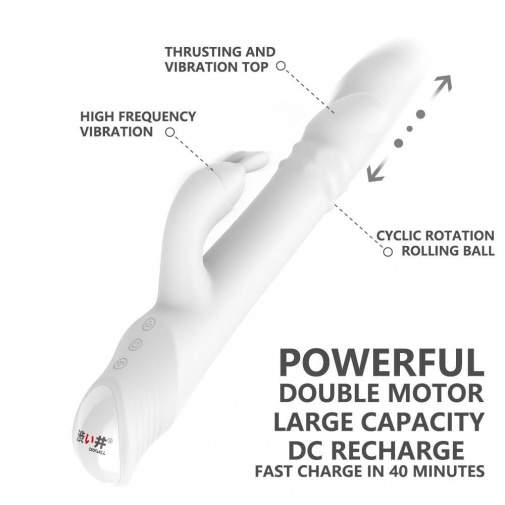 Drywell - Rotating & Thrusting Rabbit Vibrator - White photo