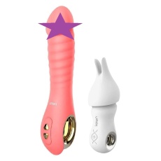 Leten - Thrusting Vibrator w Massager - Pink 照片