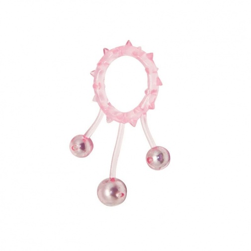 Aphrodisia - Ball Banger Cock Ring with 3 Balls - Pink photo