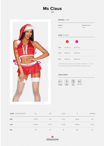 Obsessive - Ms Claus Costume - Red - S/M photo