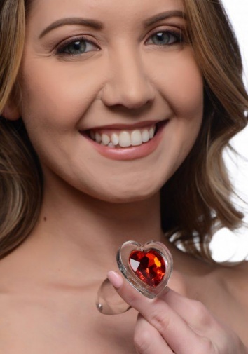 Booty Sparks - Heart Gem Glass Anal Plug M-size - Red photo
