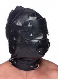 Strict - 仿陽具口罩型口塞連頭罩 - 黑色  照片
