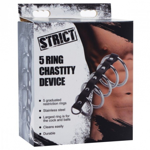 Strict - 5 Ring Chastity Device - Black photo